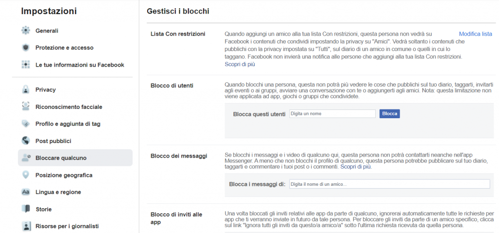 Bloccare una persona su Facebook