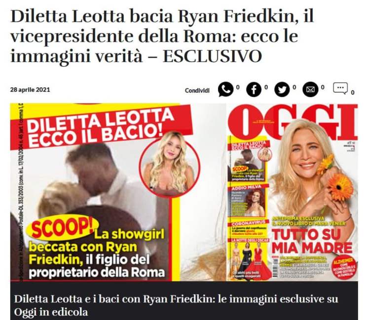 Diletta Leotta Ryan Friedkin - Solonotizie24