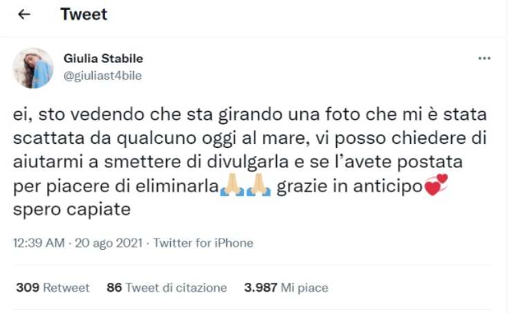 Giulia Stabile guai Amici - Solonotizie24