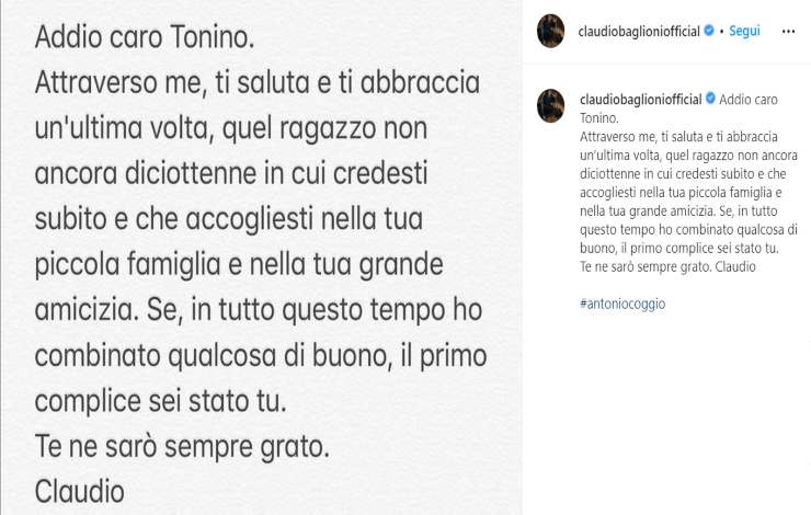 Claudio Baglioni lutto - Solonotizie24
