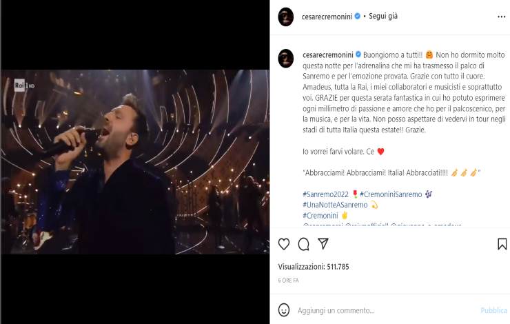 Sanremo cameramen caduto Cesare Cremonini - Solonotizie24