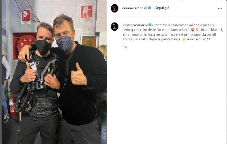 Sanremo cameramen caduto Cesare Cremonini - Solonotizie24